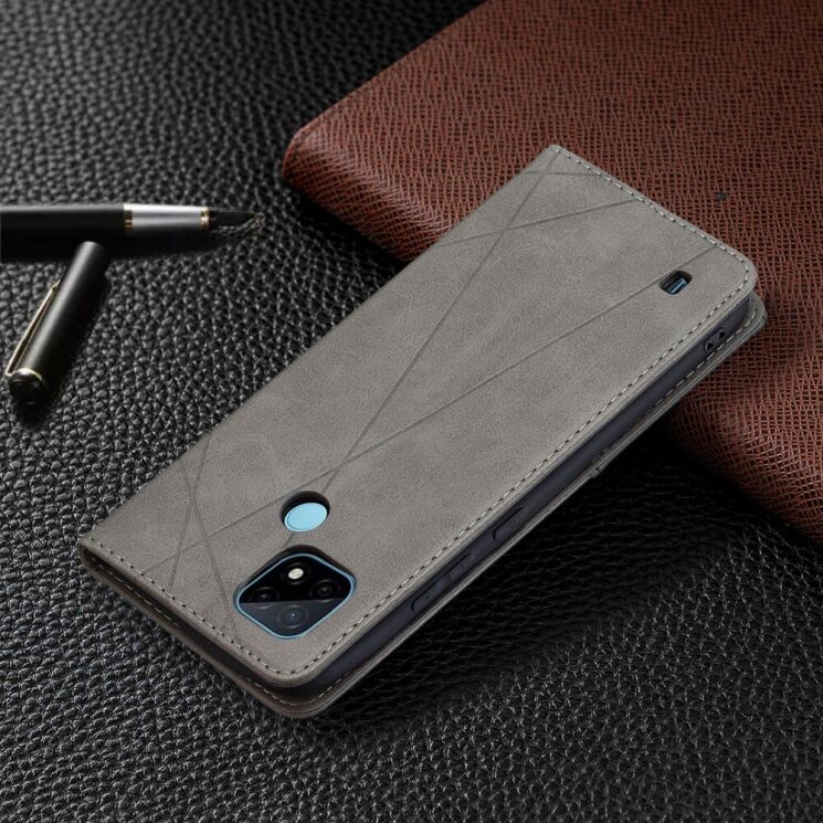 Чохол-книжка з кишеньками UniCase Geometric Pattern для Realme C21 / C20 - Grey: фото 6 з 10