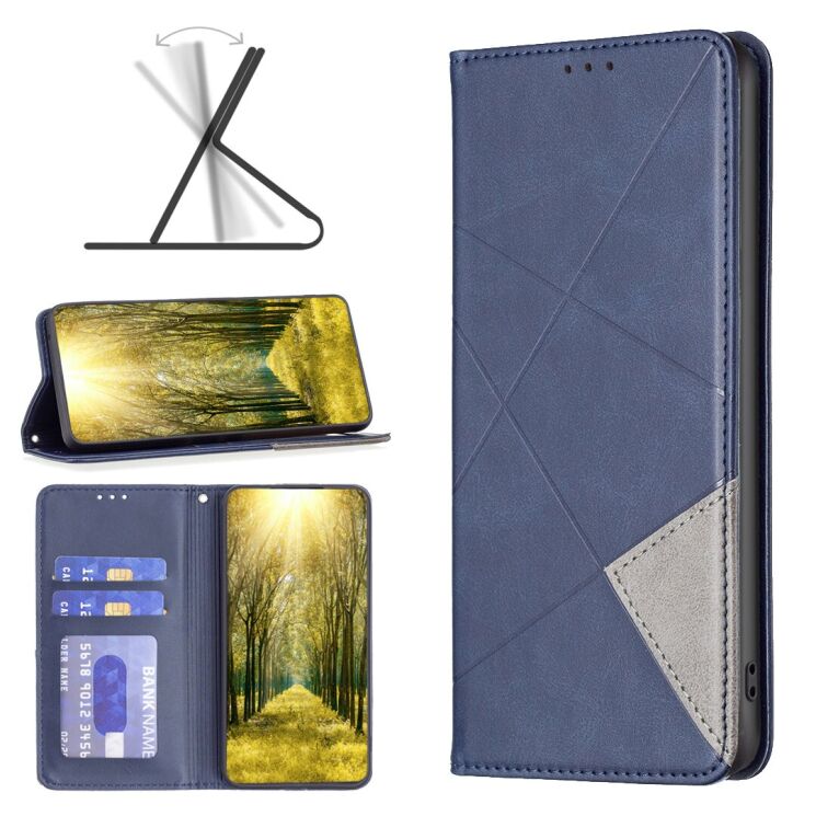 Чехол-книжка с кармашками UniCase Geometric Pattern для Xiaomi 15T - Blue: фото 4 из 9
