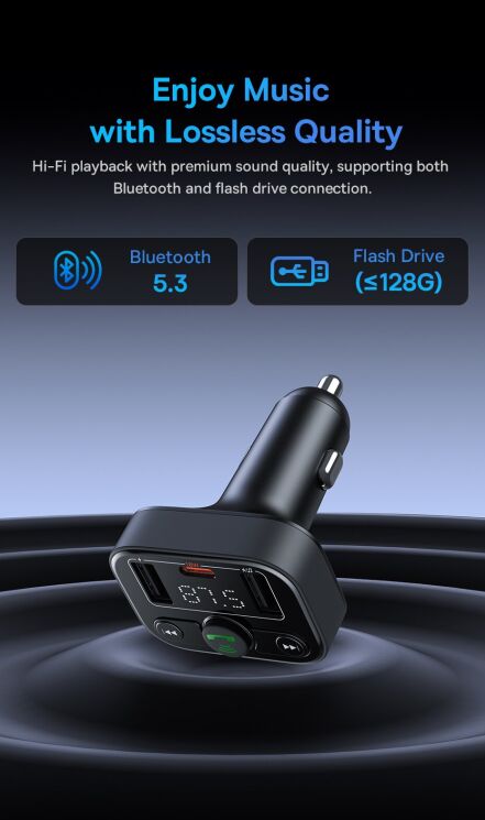 FM модулятор Baseus S-09 Lite Series (C10762300113-00) - Black: фото 7 из 12