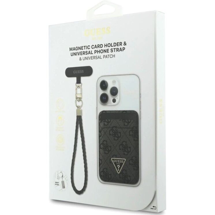 Кардхолдер з ремінцем для смартфону Guess triangle MagSafe (GUBPWMWSP4GTK) - Black: фото 6 з 6