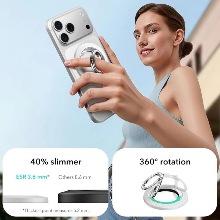 Кільце-тримач для смартфона ESR 360 Halolock (4894240262924) - White: фото 7 з 8