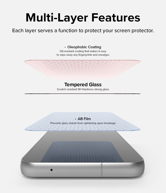 Комплект защитных стекол (2шт) Ringke Screen Protector Tempered Glass для Samsung Galaxy S23 FE (8809961782107): фото 7 из 14