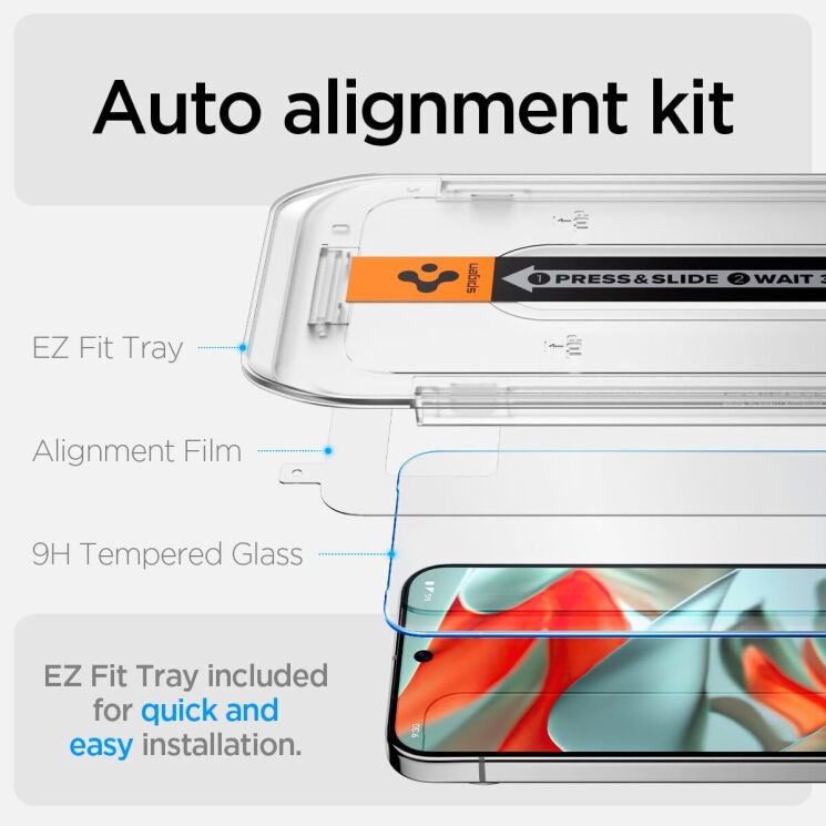 Комплект защитных стекол Spigen (SGP) GLAS.tR EZ Fit Sensor Protected для Google Pixel 9 Pro XL: фото 10 из 14