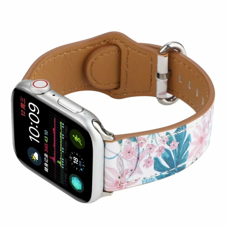 Кожаный ремешок Deexe Fashion Elegant для Apple Watch 46 / 45 / 44 / SE 44 / 42 (Series 1-3) / Ultra / Ultra 2 - Leaf / Flower: фото 3 из 5