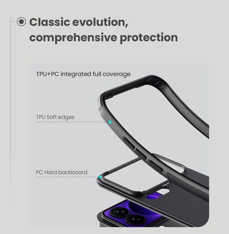 Защитный (PC+TPU) чехол NILLKIN Frosted Shield Pro Magnetic для Xiaomi 17 Pro - Black: фото 9 из 20