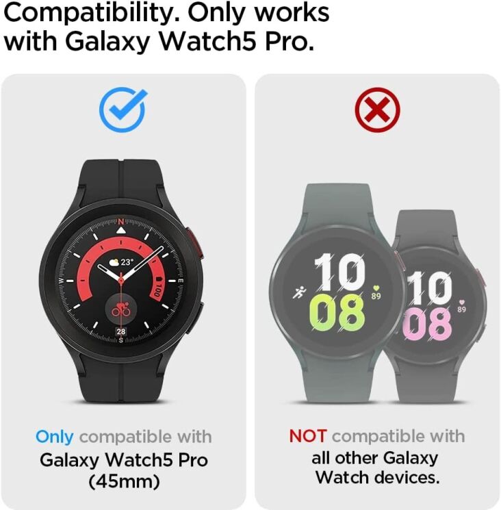 Пластиковий чохол Spigen (SGP) Thin Fit Glass для Samsung Galaxy Watch 5 Pro (45mm) - Crystal Clear: фото 13 з 20