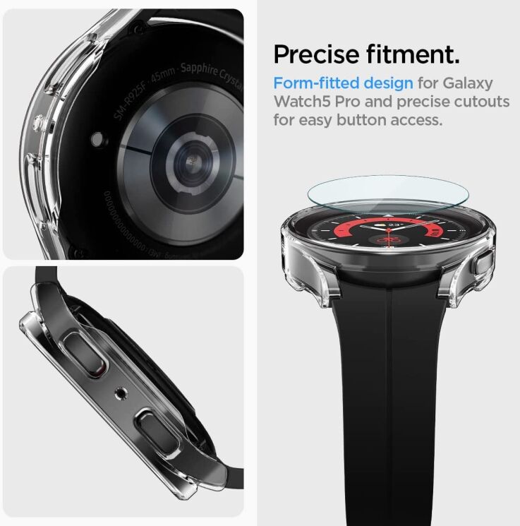 Пластиковий чохол Spigen (SGP) Thin Fit Glass для Samsung Galaxy Watch 5 Pro (45mm) - Crystal Clear: фото 18 з 20