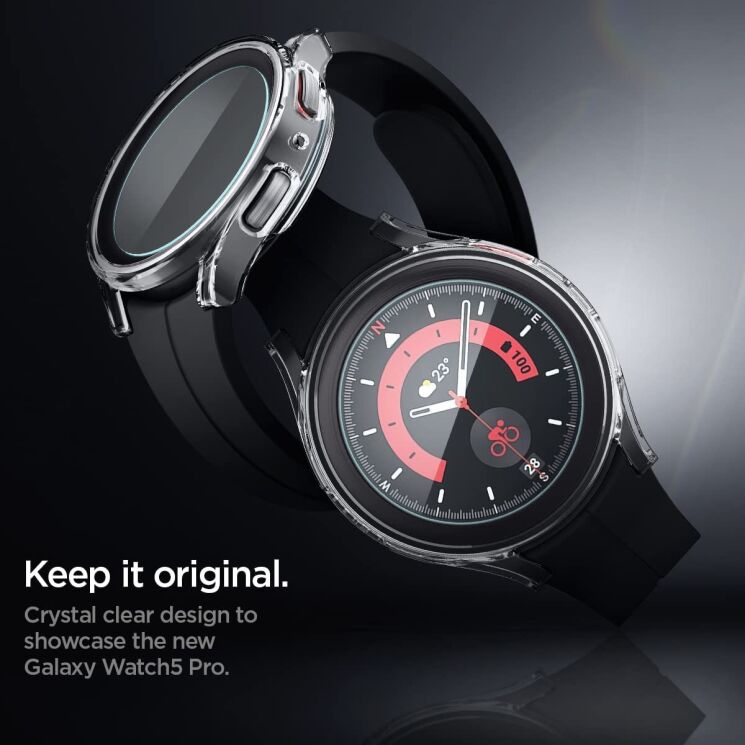 Пластиковий чохол Spigen (SGP) Thin Fit Glass для Samsung Galaxy Watch 5 Pro (45mm) - Crystal Clear: фото 14 з 20