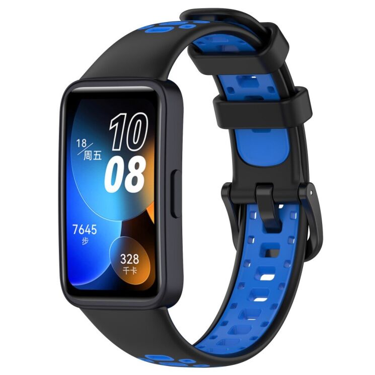 Ремешок Deexe Dot Color для Huawei Band 8 / 9 - Black / Blue: фото 1 из 6