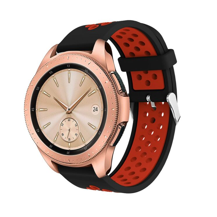Ремешок Deexe Dual Color для Samsung Galaxy Watch 42mm / Watch 3 41mm - Black/Red: фото 1 из 4