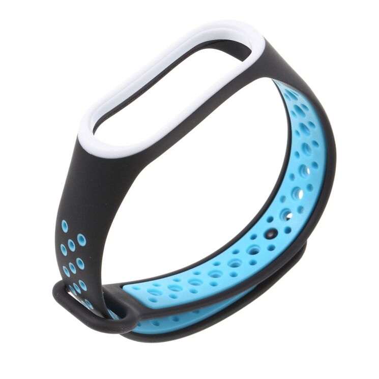 Ремінець Deexe Dual Color для Xiaomi Mi Band 3 - Black / Blue: фото 1 з 5