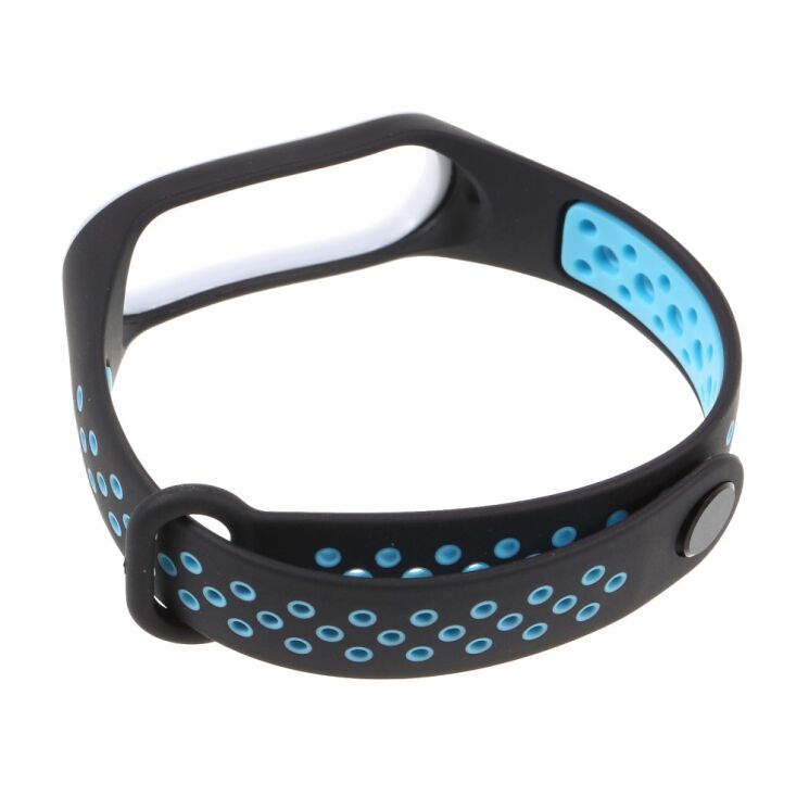Ремінець Deexe Dual Color для Xiaomi Mi Band 3 - Black / Blue: фото 4 з 5