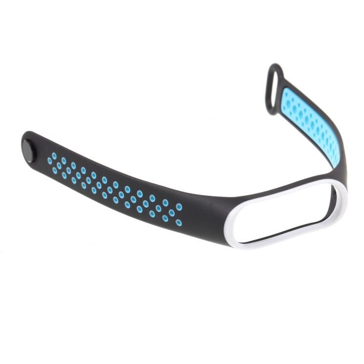 Ремінець Deexe Dual Color для Xiaomi Mi Band 3 - Black / Blue: фото 2 з 5