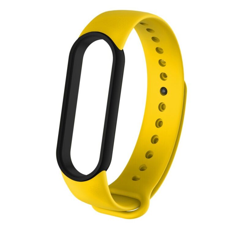 Ремешок Deexe Dual Color для Xiaomi Mi Band 5 / Mi Band 6 - Black / Yellow: фото 1 из 1