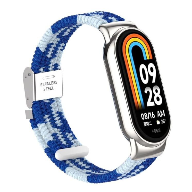 Ремешок Deexe Nylon Bracelet для Xiaomi Mi Smart Band 8 / 9 - Blue / White: фото 4 из 6