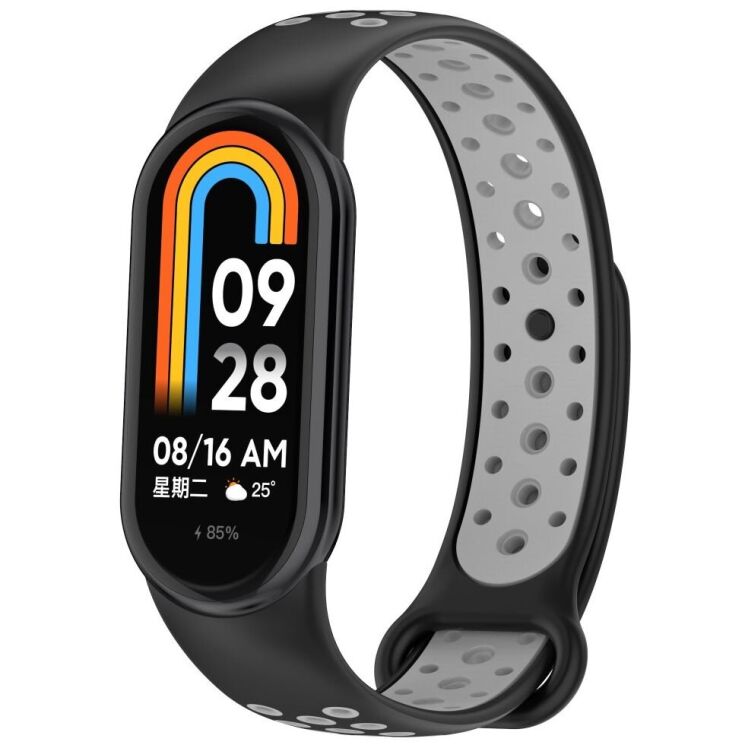 Ремешок Deexe Dual Color для Xiaomi Mi Smart Band 8 / 9 - Black / Grey: фото 2 из 7
