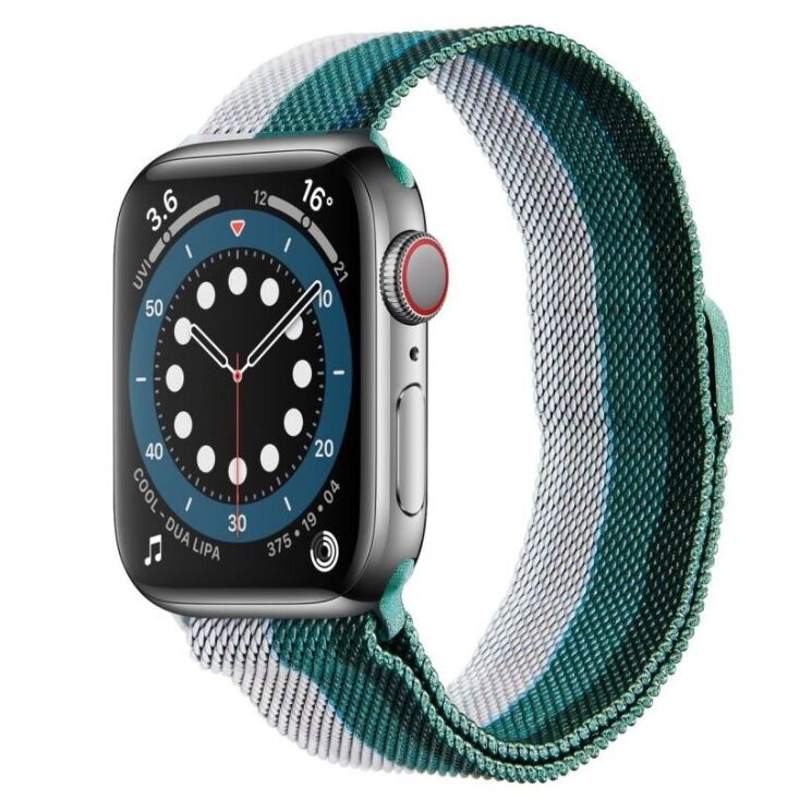 Ремінець Deexe Rainbow Loop для Apple Watch 46 / 45 / 44 / SE 44 / 42 (Series 1-3) / Ultra / Ultra 2 / Ultra 3 - Silver / White / Green / Black: фото 2 з 4