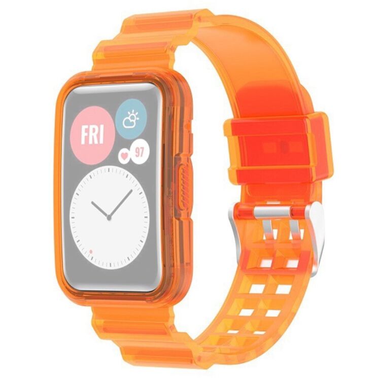 Ремешок Deexe Solid Color для Huawei Watch Fit 2 - Transparent Orange: фото 1 из 7