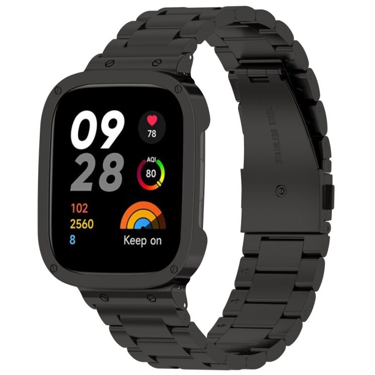 Ремінець Deexe Stainless Steel для Xiaomi Redmi Watch 3 - Black: фото 1 з 9