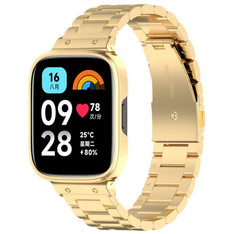 Ремешок Deexe Stainless Steel для Xiaomi Redmi Watch 3 Active / 3 Lite - Gold: фото 1 из 8