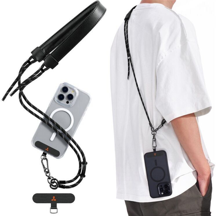 Ремінець для смартфона TORRAS LoopGo Crossbody Leather - Black: фото 3 з 10