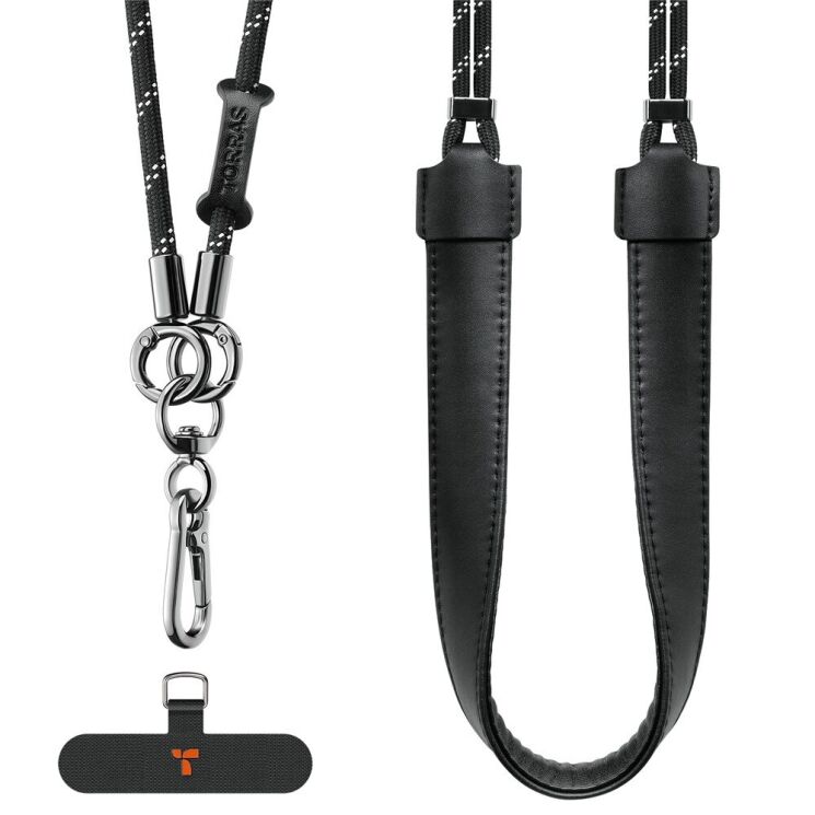 Ремінець для смартфона TORRAS LoopGo Crossbody Leather - Black: фото 1 з 10