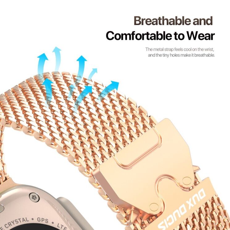 Ремешок DUX DUCIS Milanese Air Series для Apple Watch 42 (Series 10) / 41 / 40 / SE 40 / 38 - Rose Gold: фото 6 из 12