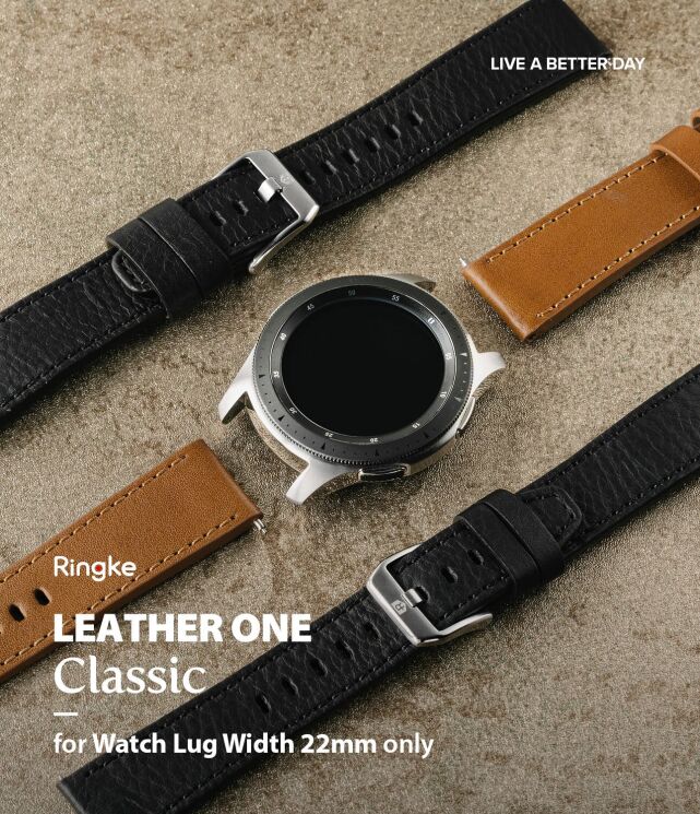 Ремінець Ringke Leather One Classic для годинників з шириною кріплення 22мм (8809758103122) - Black: фото 4 з 13