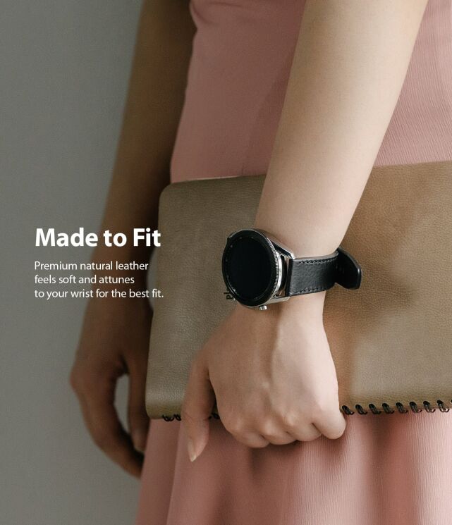 Ремінець Ringke Leather One Classic для годинників з шириною кріплення 22мм (8809758103122) - Black: фото 6 з 13