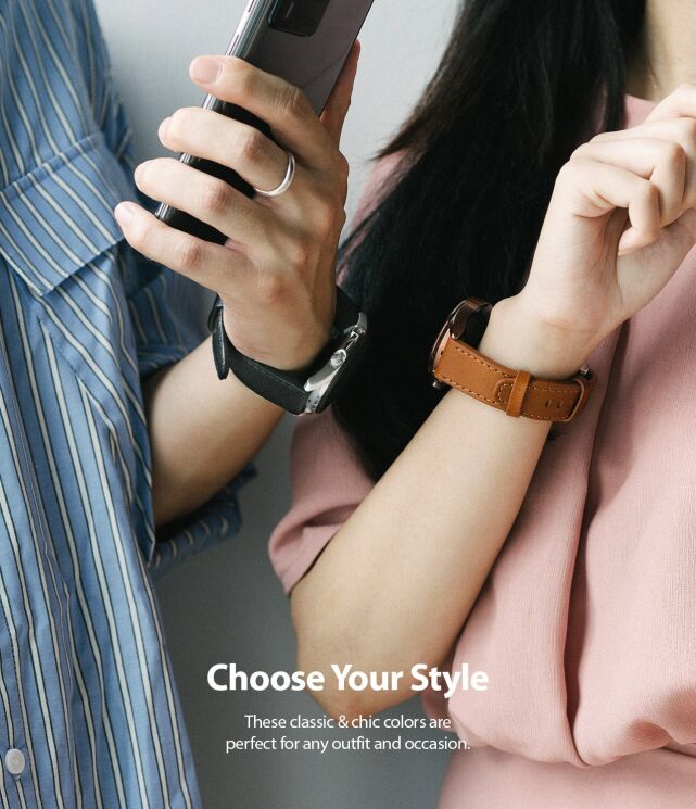 Ремінець Ringke Leather One Classic для годинників з шириною кріплення 22мм (8809758103122) - Black: фото 7 з 13