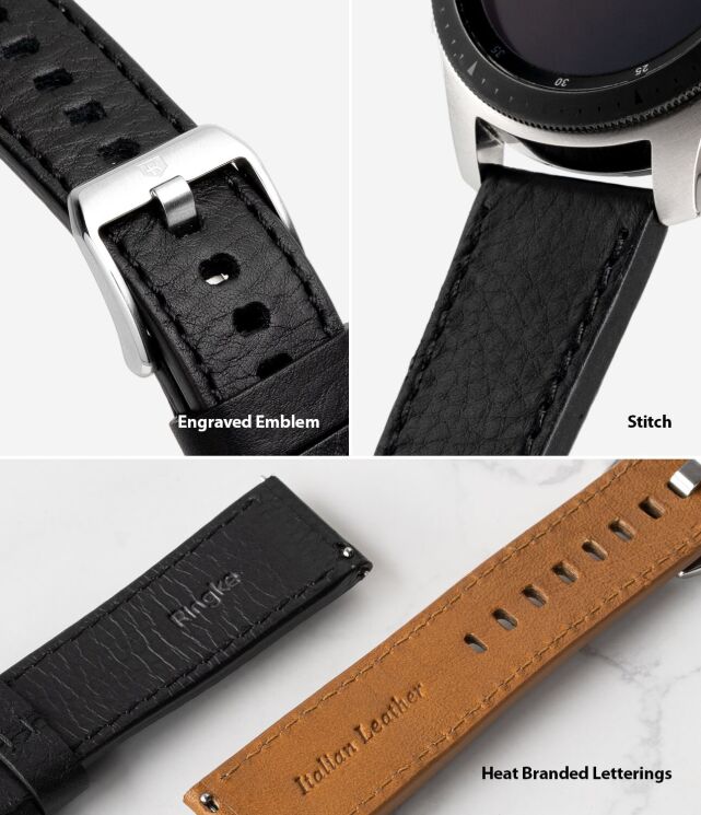 Ремінець Ringke Leather One Classic для годинників з шириною кріплення 22мм (8809758103122) - Black: фото 10 з 13