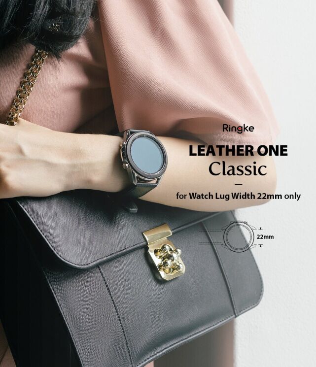 Ремінець Ringke Leather One Classic для годинників з шириною кріплення 22мм (8809758103122) - Black: фото 2 з 13
