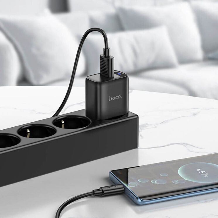Сетевое зарядное устройство Hoco C140A Smart QC3.0 (18W, 3A) + кабель USB to Type-C - White: фото 5 из 5