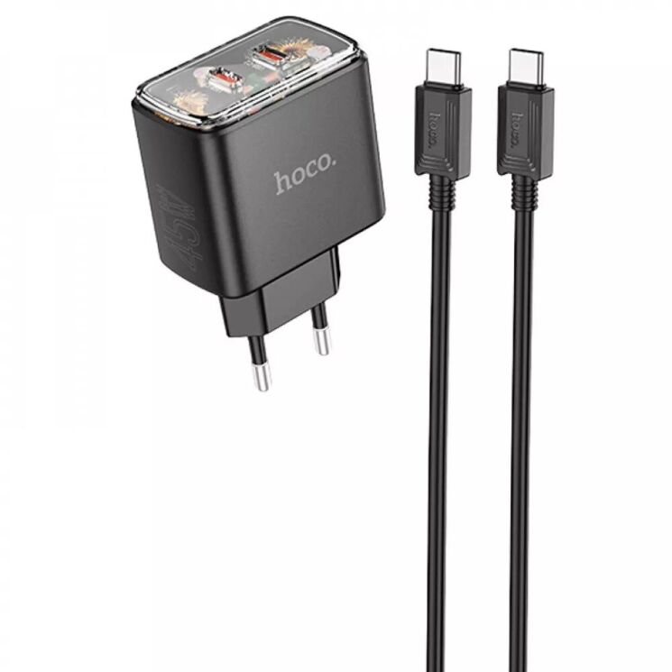 Сетевое зарядное устройство Hoco CS43A 45W (2C) + кабель Type-C to Type-C - Black: фото 1 из 9