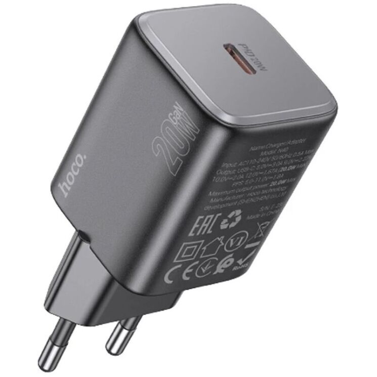 Сетевое зарядное устройство Hoco N40 Mighty 1C PD20W - Black: фото 2 из 7