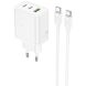 Мережевий зарядний пристрій Hoco N51 PD65W (USB + 2Type-C) + кабель Type-C to Type-C - White (960197W). Фото 1 з 4