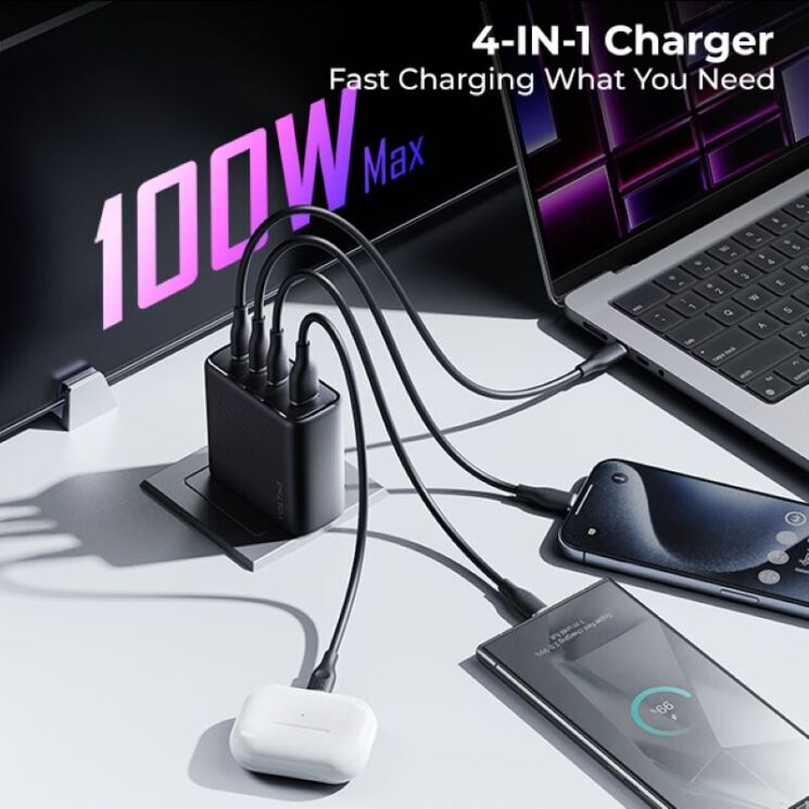 Сетевое зарядное устройство Voltme Revo 100 Pro PD100W (3Type-C + USB) - Black: фото 5 из 8