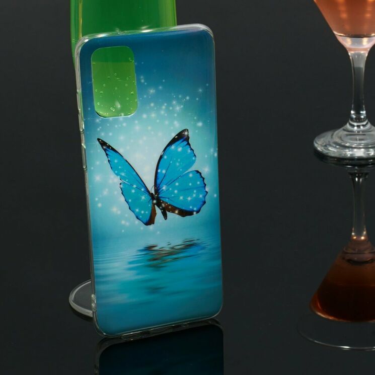 Силиконовый (TPU) чехол Deexe LumiCase для Samsung Galaxy S20 Plus (G985) - Blue Butterfly: фото 6 из 7