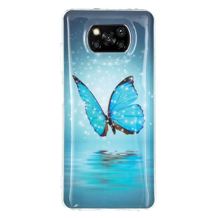 Силіконовий (TPU) чохол Deexe LumiCase для Xiaomi Poco X3 / Poco X3 Pro - Blue Butterfly: фото 2 з 4