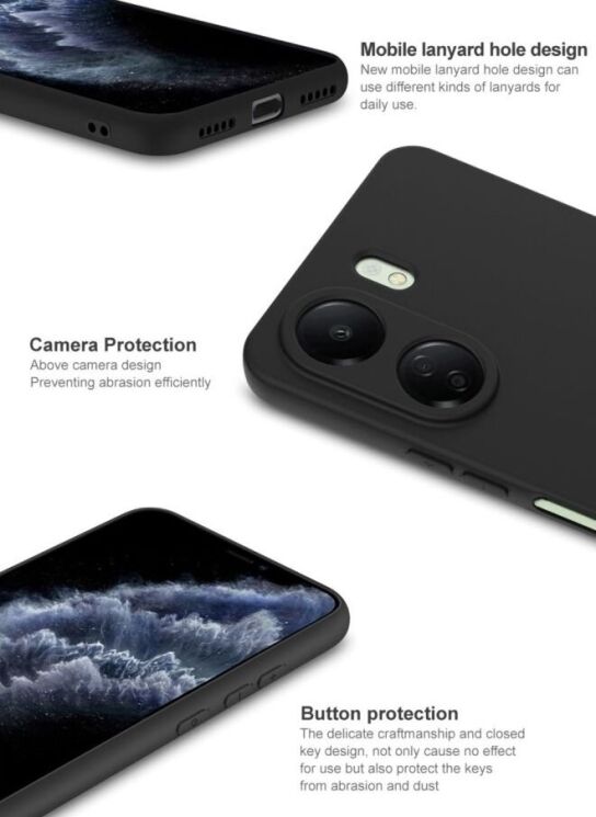 Силиконовый (TPU) чехол IMAK UC-3 Series для Xiaomi Redmi 13C / Poco C65 - Black: фото 9 из 11