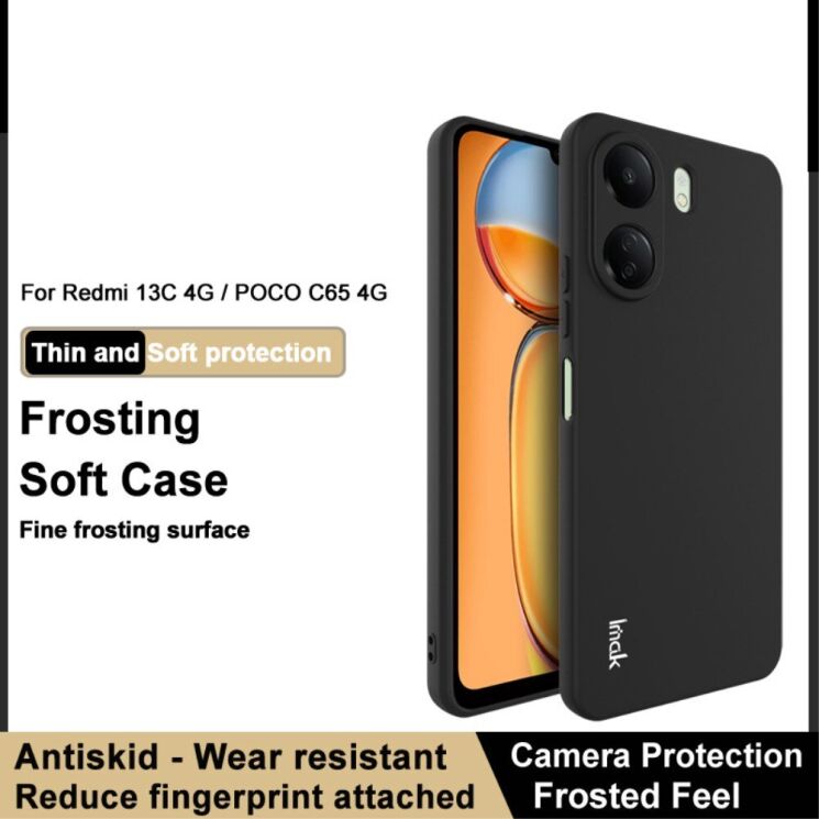 Силиконовый (TPU) чехол IMAK UC-3 Series для Xiaomi Redmi 13C / Poco C65 - Black: фото 6 из 11