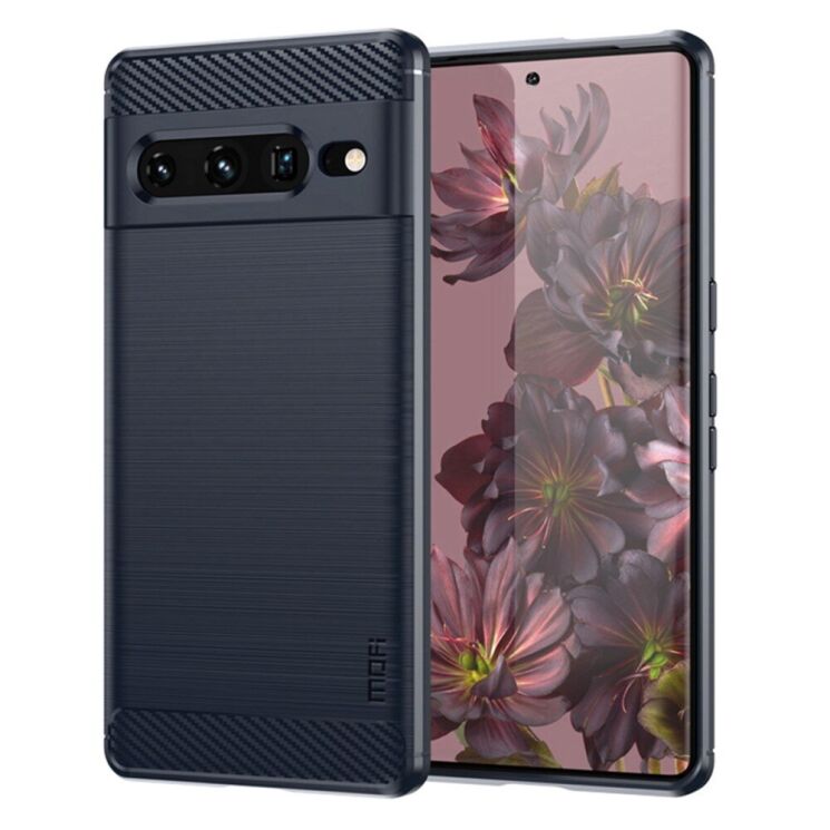 Силиконовый (TPU) чехол MOFI Carbon Fiber для Google Pixel 7 Pro - Blue: фото 1 из 8