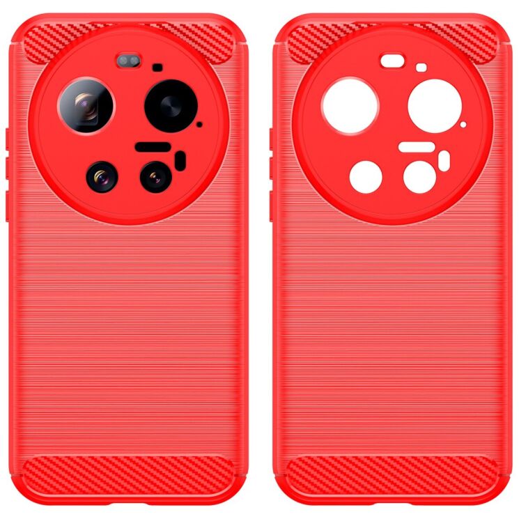 Силиконовый (TPU) чехол UniCase Carbon для Xiaomi 17 Ultra - Red: фото 2 из 8
