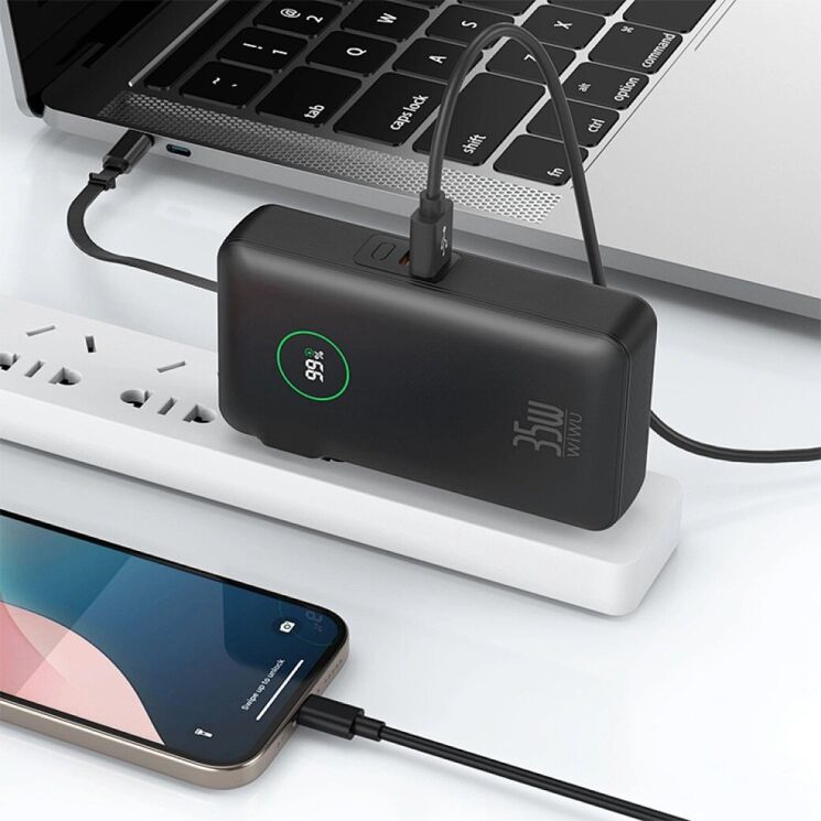 Зовнішній акумулятор WIWU Wi-P049 NOBLE 35W (10000mAh) + кабель Type-C - Black: фото 4 з 4