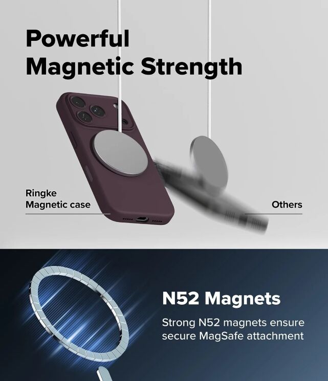 Защитный чехол Ringke Silicone Magnetic для iPhone 18 Pro (8800380463110) - Stone: фото 12 из 20
