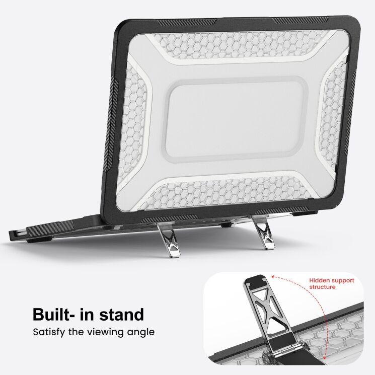 Защитная накладка Deexe Honeycomb Kickstand Design для Apple MacBook Neo (2026) - Navy Blue: фото 11 из 16