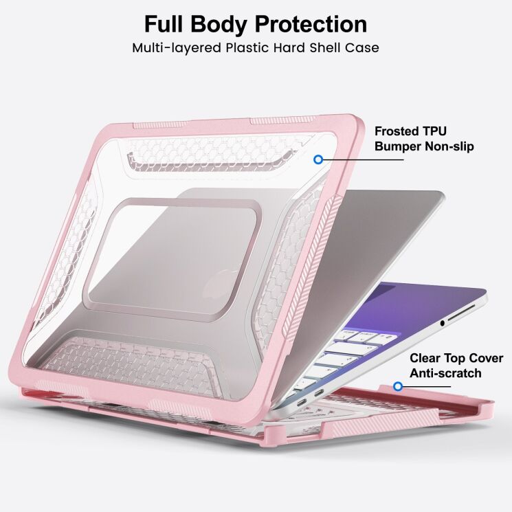 Защитная накладка Deexe Honeycomb Kickstand Design для Apple MacBook Neo (2026) - Navy Blue: фото 8 из 16