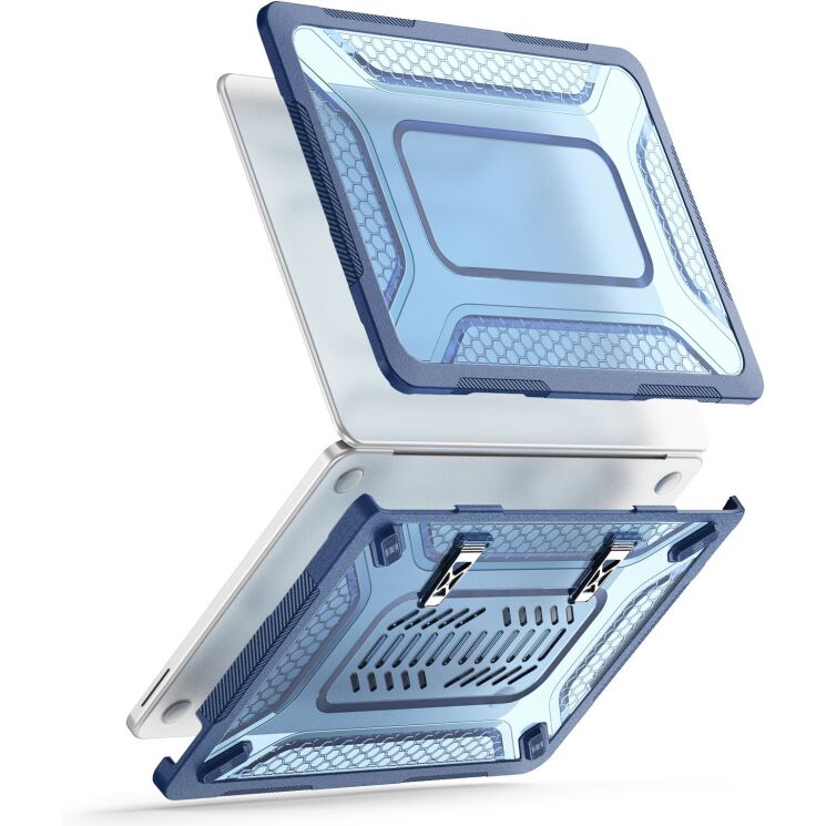 Защитная накладка Deexe Honeycomb Kickstand Design для Apple MacBook Neo (2026) - Navy Blue: фото 2 из 16