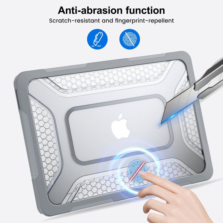 Защитная накладка Deexe Honeycomb Kickstand Design для Apple MacBook Neo (2026) - Navy Blue: фото 13 из 16