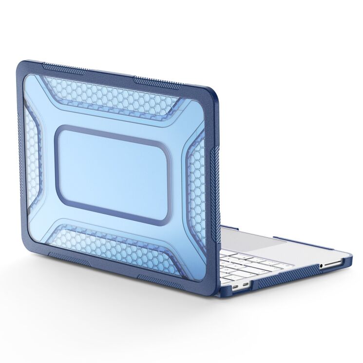 Защитная накладка Deexe Honeycomb Kickstand Design для Apple MacBook Neo (2026) - Navy Blue: фото 4 из 16